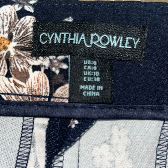 Cynthia Rowley Navy Floral Trousers - Picture 7 of 7